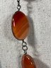 Silver And Carnelian Stone Link Necklace 24' Long With Drop Pendant