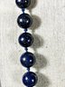 Superb Quality Genuine Lapis Stone Knotted Beaded Necklace Having Gold Clasp