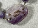 Fine Antique Carved Chinese Amethyst Stone Pendant Necklace Large Central Carved Stone