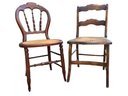 A Fine Pair Of Antique Dining/side  Chairs With Cane Seats