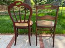 A Fine Pair Of Antique Dining/side  Chairs With Cane Seats