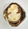 10K Gold Very Fine Framed Hand Carved Shell Cameo Brooch Woman's Head