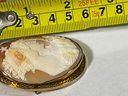 Very Large Antique 10K Gold Double Carved Cameo Portrait Brooch