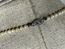Fine Genuine Cultured Pearl Necklace 17' Long Having 14K White Gold Clasp