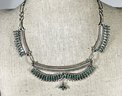 Fine Sterling Silver Turquoise Zuni Necklace Princess Length Choker Necklace