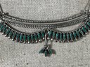Fine Sterling Silver Turquoise Zuni Necklace Princess Length Choker Necklace