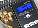 14k Gold And Genuine Rubies Floral Brooch 10.91 Grams