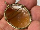 Fine 14k Gold Hand Carved Shell Cameo Brooch Pendant Artist Signed