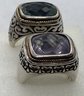 A Pair Of EFFY 18K GOLD AND STERLING SILVER Gemstone Rings- High End Designer/ Signed
