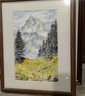 Pretty Watercolor Of Mountainside, Signed H. Roth