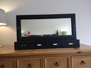 Black Wood Framed Wall Mirror With Storage Compartments