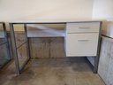 White Laminate & Metal Contemporary Styled Desk With File Drawer