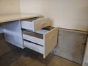 White Laminate & Metal Contemporary Styled Desk With File Drawer