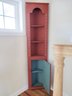 Country Primitive Style Painted Corner Shelf With Cabinet