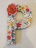 Letter P Wood With Floral Design Wall Hanging