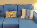 Raymour And Flanigan Blue Upholstered Chaise Sectional Sofa