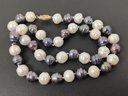 VINTAGE 14K GOLD BAROQUE WHITE AND TAHETIAN PEARL NECKLACE