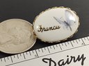 VINTAGE HAND PAINTED PORCELAIN BUTTERFLY FRANCES BROOCH