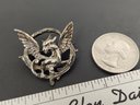 ANTIQUE VICTORIAN STERLING SILVER DRAGON GRIFFIN BROOCH