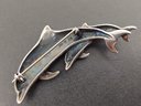 VINTAGE STERLING SILVER DOUBLE DOLPHIN BROOCH