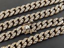 VERY HEAVY THICK DIAMOND CUT STERLING SILVER CUBAN LINK CHAIN NECKLACE