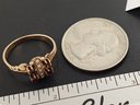 ANTIQUE VICTORIAN 10K GOLD SEED PEARL & GARNET RING SIZE 6 1/2