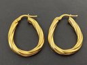 GOLD OVER STERLING SILVER TWISTED HOOP EARRINGS