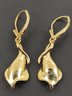 BEAUTIFUL GOLD OVER STERLING SILVER DIAMOND CALLA LILY EARRINGS