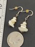 STERLING SILVER MOTHER OF PEARL CHUNKS AND PEARL HOOK EARRINGS