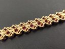 AMAZING GOLD OVER STERLING SILVER RUBY ROWS BRACELET