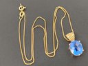 BEAUTIFUL GOLD OVER STERLING SILVER BLUE TOPAZ NECKLACE