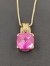 BEAUTIFUL GOLD OVER STERLING SILVER FACETED PINK SAPPHIRE NECKLACE