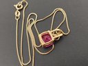 BEAUTIFUL GOLD OVER STERLING SILVER FACETED PINK SAPPHIRE NECKLACE