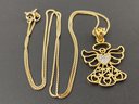 GOLD OVER STERLING SILVER DIAMOND ANGEL NECKLACE