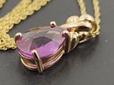 BEAUTIFUL GOLD OVER STERLING SILVER FACETED DEEP PINK SAPPHIRE NECKLACE