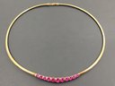 STUNNING GOLD OVER STERLING SILVER OMEGA LINK RUBY COLLAR NECKLACE