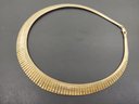 FANCY GOLD OVER STERLING SILVER ETCHED DESIGN COLLAR BIB NECKLACE