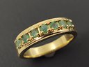 PRETTY GOLD OVER STERLING SILVER EMERALD ANNIVERSARY STYLE BAND RING