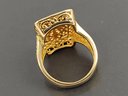 AMAZING GOLD OVER STERLING SILVER FILIGREE VICTORIAN REVIVAL RING