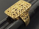 AMAZING GOLD OVER STERLING SILVER FILIGREE VICTORIAN REVIVAL RING
