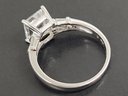 BEAUTIFUL STERLING SILVER EMERALD CUT WHITE CZ STONE ENGAGEMENT RING