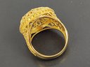 BEAUTIFUL GOLD OVER STERLING SILVER FILIGREE VICTORIAN REVIVAL DOME RING
