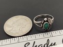 SMALL VINTAGE NATIVE AMERICAN STERLING SILVER TURQUOISE RING