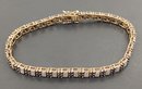 BEAUTIFUL GOLD OVER STERLING SILVER BLUE SAPPHIRE TENNIS BRACELET