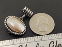 SOUTHWESTERN STERLING SILVER CAROLYN POLLACK MOTHER OF PEARL HOOK PENDANT