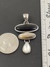 VINTAGE STERLING SILVER ONYX MOTHER OF PEARL & ABALONE PENDANT