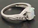 VINTAGE STERLING SILVER OPAL & CZ RING