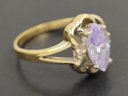 GOLD OVER STERLING SILVER AMETHYST & DIAMOND RING
