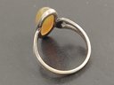 VINTAGE STERLING SILVER DRAGONS BREATH GLASS RING