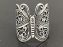 BEAUTIFUL STERLING SILVER FILIGREE CZ BUTTERFLY RING